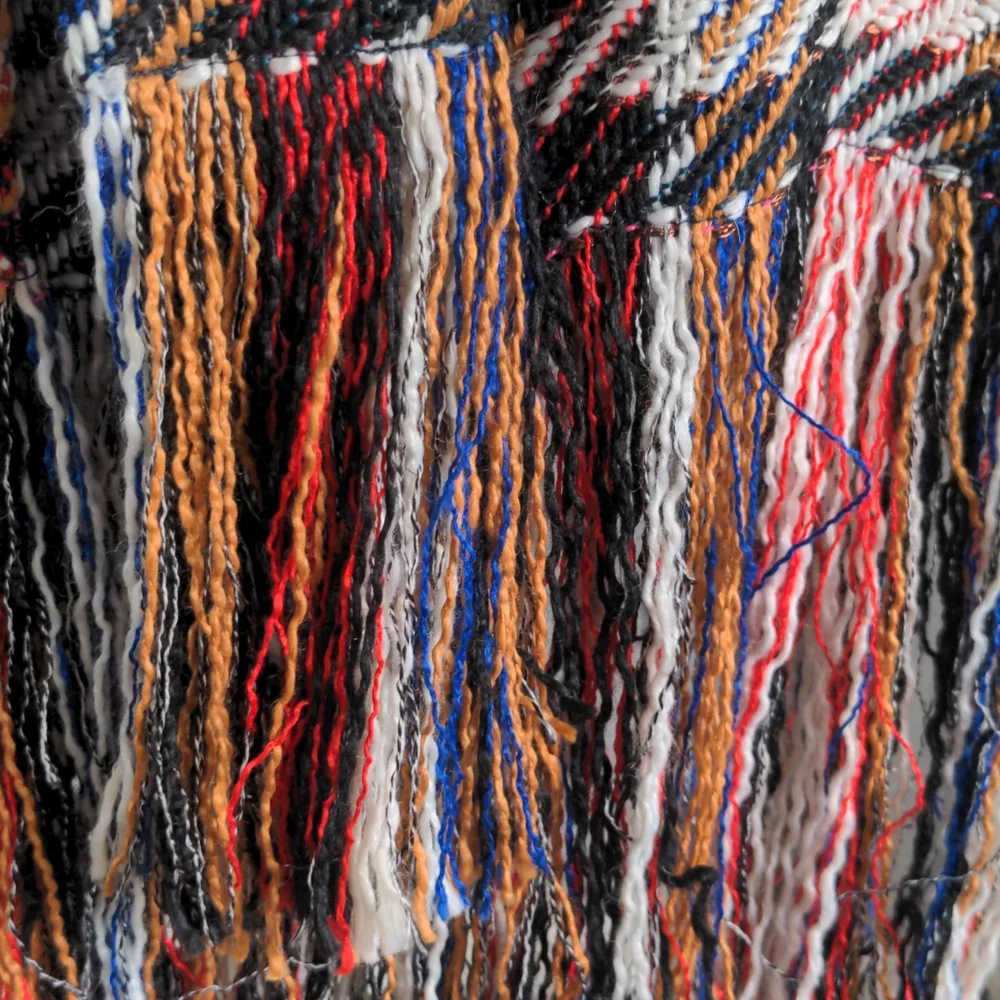 CAbi Regency Belted Noble Plaid Multicolor Coat with Fringe - Picture 4 of 10
